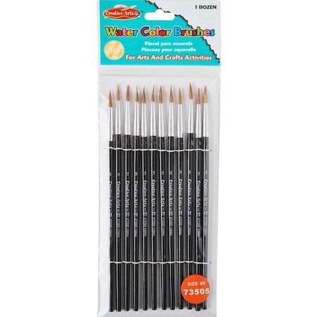 Cli Water Color Brush, No. 5, 5/8", 12/PK, Black PK LEO73505